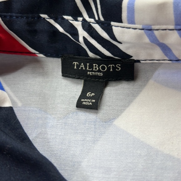 Sz 6 P Talbots Red White & Blue Button Down Dress - Picture 5 of 6